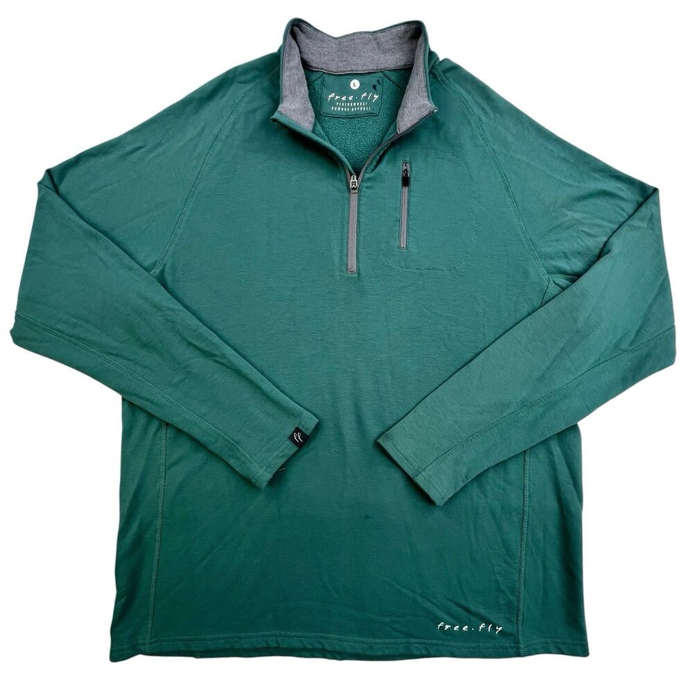 Free Fly Apparel Men's Forest Green Quarter-Zip Pullover